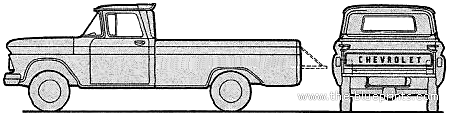 Chevrolet K14 Pick-up Fleetside 4x4 (1962) - Шевроле - чертежи, габариты, рисунки автомобиля