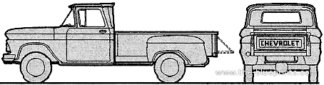 Chevrolet K14 Pick-up Stepside 4x4 (1962) - Шевроле - чертежи, габариты, рисунки автомобиля