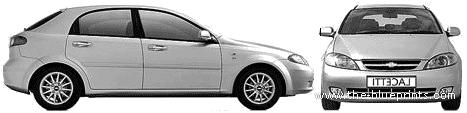 Chevrolet Lacetti 5-Door (2007) - Шевроле - чертежи, габариты, рисунки автомобиля