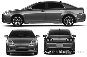 Chevrolet Malibu (2010) - Шевроле - чертежи, габариты, рисунки автомобиля