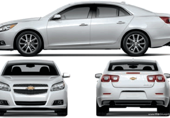 Chevrolet Malibu (2013) - Шевроле - чертежи, габариты, рисунки автомобиля