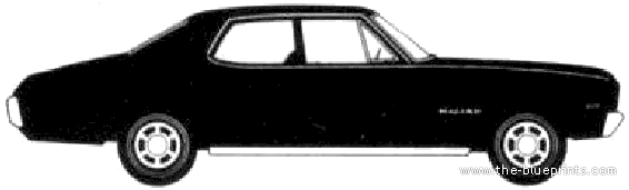 Chevrolet Malibu 4-Door Sedan (1970) - Шевроле - чертежи, габариты, рисунки автомобиля