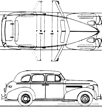 Chevrolet Master DeLuxe 4-Door Sedan (1939) - Шевроле - чертежи, габариты, рисунки автомобиля