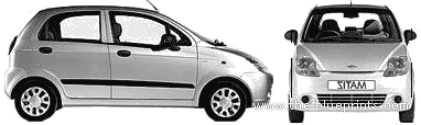 Chevrolet Matiz 5-Door (2007) - Шевроле - чертежи, габариты, рисунки автомобиля