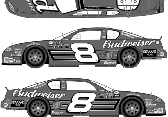 Chevrolet Monte CarloNo.8 Dale Earnhardt - Chevrolet - drawings, dimensions, pictures of the car