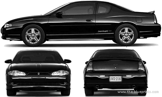 Chevrolet Monte Carlo (2004) - Шевроле - чертежи, габариты, рисунки автомобиля