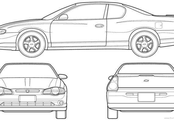 Chevrolet Monte Carlo (2005) - Шевроле - чертежи, габариты, рисунки автомобиля