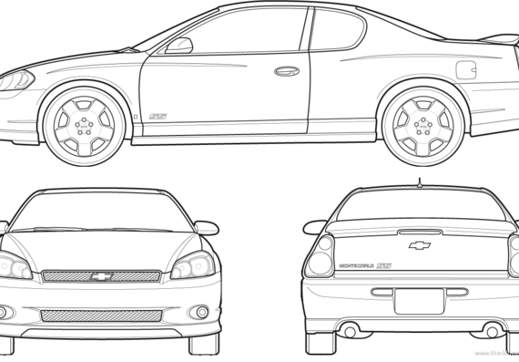 Chevrolet Monte Carlo (2007) - Шевроле - чертежи, габариты, рисунки автомобиля