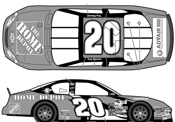 Chevrolet Monte Carlo No.20 Tony Stewart Home Depot (2003) - Chevrolet - drawings, dimensions, pictures of the car