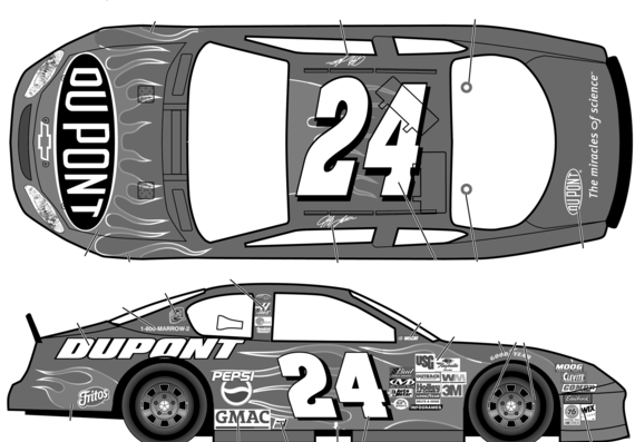 Chevrolet Monte Carlo No.24 Jeff Gordon DuPont (2003) - Шевроле - чертежи, габариты, рисунки автомобиля