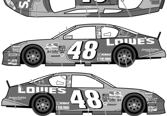 Chevrolet Monte Carlo No.48 Jimmie Johnson Lowe (2003) - Chevrolet - drawings, dimensions, pictures of the car