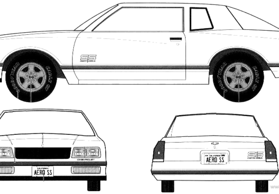 Chevrolet Monte Carlo SS Aeroback (1987) - Шевроле - чертежи, габариты, рисунки автомобиля