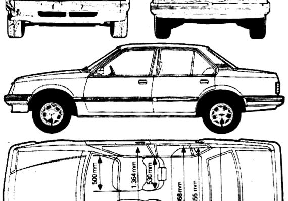 Chevrolet Monza (1984) - Шевроле - чертежи, габариты, рисунки автомобиля