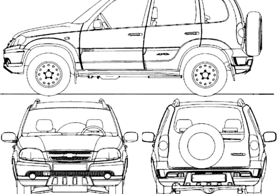 Chevrolet Niva (2014) - Шевроле - чертежи, габариты, рисунки автомобиля