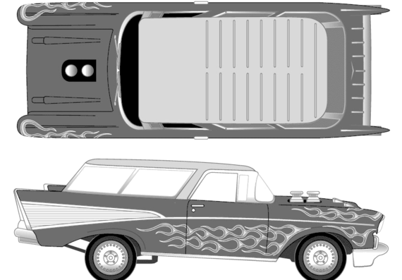 Chevrolet Nomad Custom (1957) - Шевроле - чертежи, габариты, рисунки автомобиля