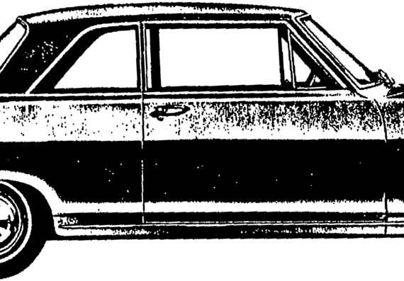 Chevrolet Nova 2-Door Sedan (1964) - Шевроле - чертежи, габариты, рисунки автомобиля