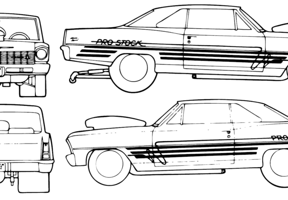 Chevrolet Nova Pro Street (1966) - Шевроле - чертежи, габариты, рисунки автомобиля