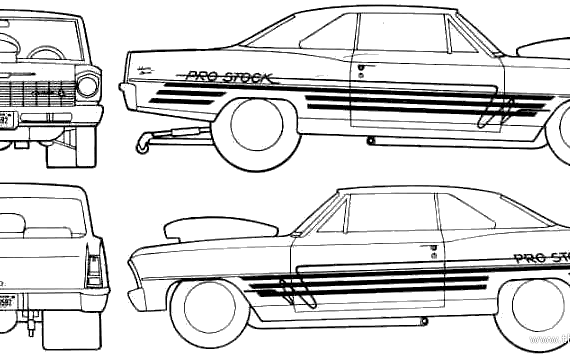Chevrolet Nova Street Machine (1966) - Шевроле - чертежи, габариты, рисунки автомобиля