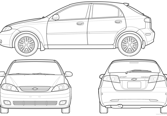 Chevrolet Optra Hatchback (2007) - Шевроле - чертежи, габариты, рисунки автомобиля