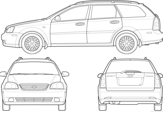 Chevrolet Optra Station (2007) - Шевроле - чертежи, габариты, рисунки автомобиля