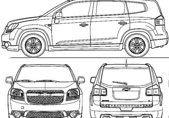Chevrolet Orlando (2011) - Шевроле - чертежи, габариты, рисунки автомобиля