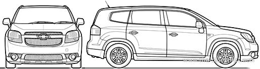 Chevrolet Orlando (2013) - Шевроле - чертежи, габариты, рисунки автомобиля