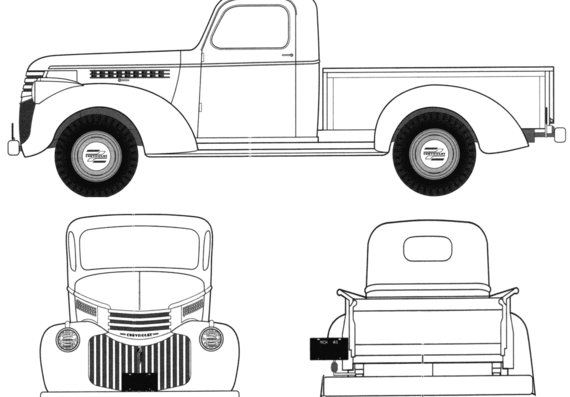 Chevrolet Pick-Up (1946) - Шевроле - чертежи, габариты, рисунки автомобиля