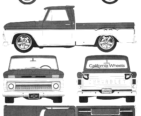 Chevrolet Pick-up (1964) - Шевроле - чертежи, габариты, рисунки автомобиля