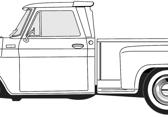 Chevrolet Pick-up (1965) - Шевроле - чертежи, габариты, рисунки автомобиля
