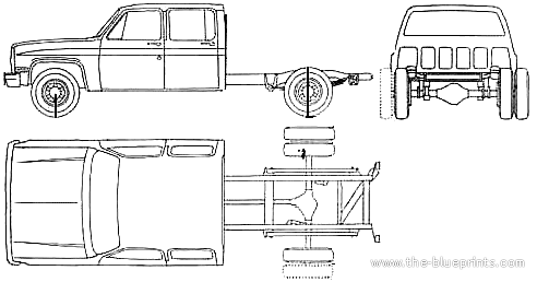 Chevrolet Pick-up Crewcab Chasis (1990) - Шевроле - чертежи, габариты, рисунки автомобиля