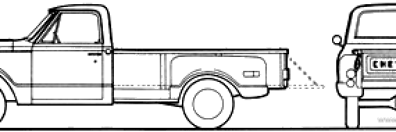 Chevrolet Pick-up Stepside (1969) - Шевроле - чертежи, габариты, рисунки автомобиля
