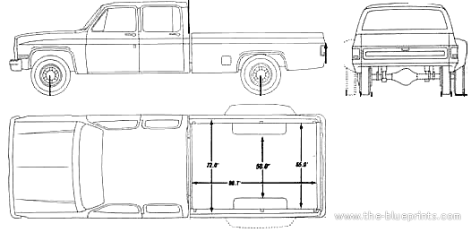 Chevrolet Pickup Crewcab (1990) - Chevrolet - drawings, dimensions, pictures of the car