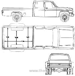 Chevrolet R3500 Pick-up Crew-Cab (1990) - Шевроле - чертежи, габариты, рисунки автомобиля