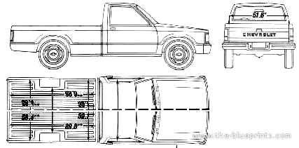 Chevrolet S-10 Long Bed (1990) - Шевроле - чертежи, габариты, рисунки автомобиля