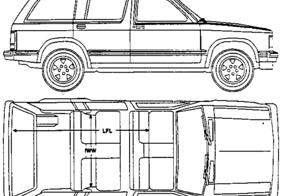 Chevrolet S10 Blazer 4-Door (1991) - Шевроле - чертежи, габариты, рисунки автомобиля
