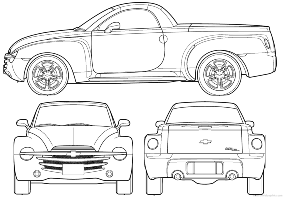 Chevrolet SSR (2006) - Шевроле - чертежи, габариты, рисунки автомобиля