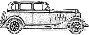 Chevrolet Sedan (1933) - Шевроле - чертежи, габариты, рисунки автомобиля