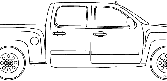 Chevrolet Silverado Crew Cab (2011) - Шевроле - чертежи, габариты, рисунки автомобиля