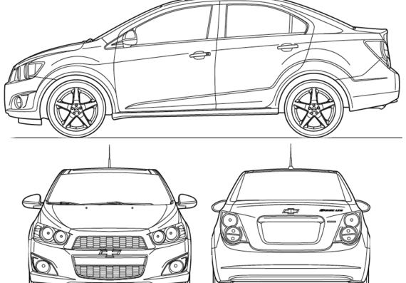 Chevrolet Sonic 4-Door (2011) - Шевроле - чертежи, габариты, рисунки автомобиля