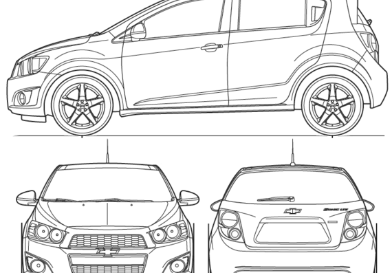 Chevrolet Sonic 5-Door (2011) - Шевроле - чертежи, габариты, рисунки автомобиля
