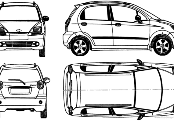 Chevrolet Spark (2004) - Шевроле - чертежи, габариты, рисунки автомобиля