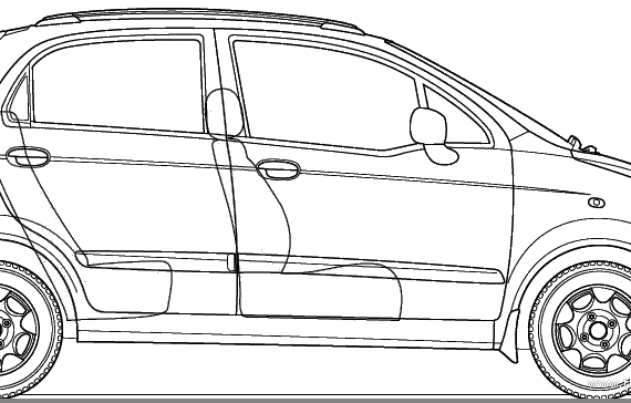 Chevrolet Spark LT (2007) - Шевроле - чертежи, габариты, рисунки автомобиля