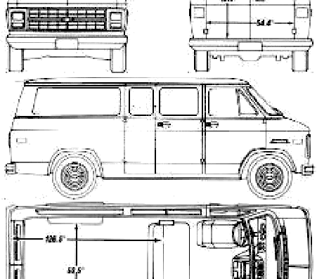 Chevrolet Sportvan 118 (1990) - Шевроле - чертежи, габариты, рисунки автомобиля