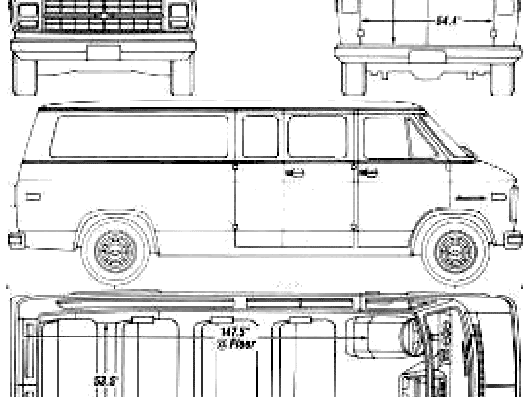 Chevrolet Sportvan (1990) - Шевроле - чертежи, габариты, рисунки автомобиля