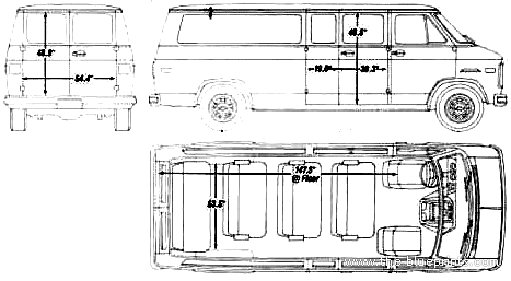 Chevrolet Sportvan LWB (1990) - Шевроле - чертежи, габариты, рисунки автомобиля