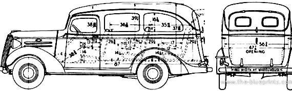 Chevrolet Suburban Carryall (1937) - Шевроле - чертежи, габариты, рисунки автомобиля