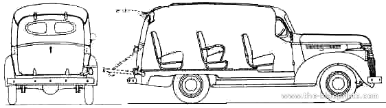 Chevrolet Suburban Carryall (1941) - Шевроле - чертежи, габариты, рисунки автомобиля