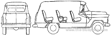 Chevrolet Suburban Carryall (1956) - Шевроле - чертежи, габариты, рисунки автомобиля