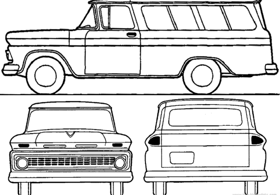 Chevrolet Suburban Carryall (1963) - Шевроле - чертежи, габариты, рисунки автомобиля