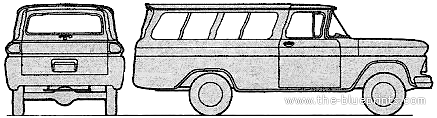 Chevrolet Suburban Carryall K14 4x4 (1962) - Шевроле - чертежи, габариты, рисунки автомобиля